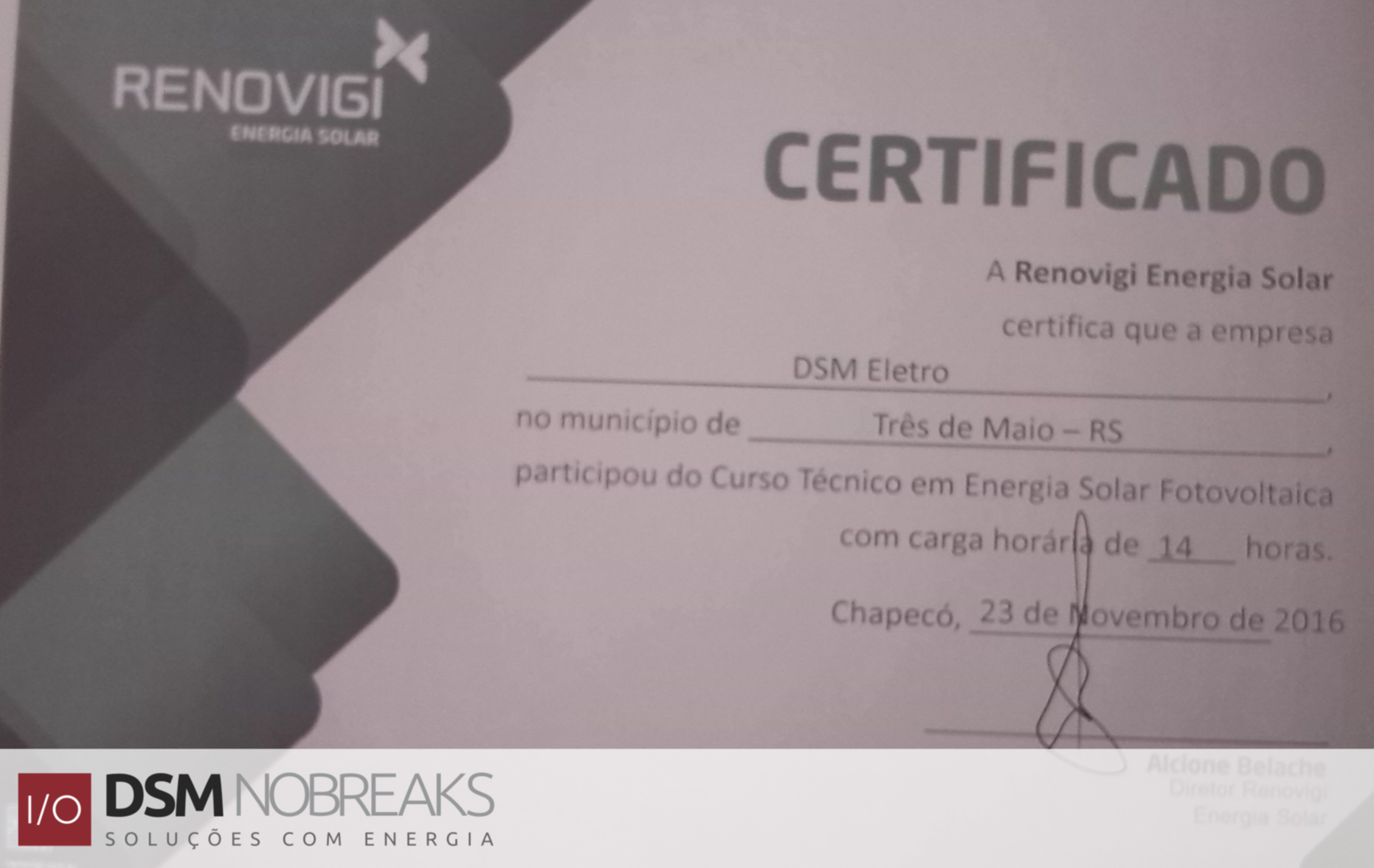 certificado energia solar tres de maio
